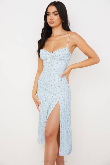 klær carina blå floral bustier midikjole House of CB J6RL573