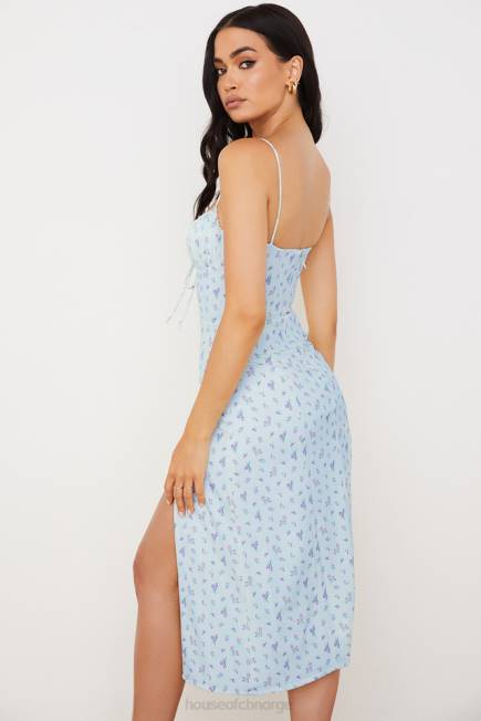 klær carina blå floral bustier midikjole House of CB J6RL573