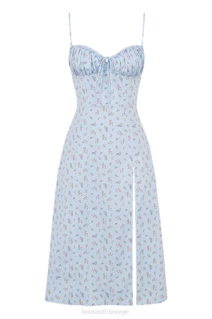 klær carina blå floral bustier midikjole House of CB J6RL573