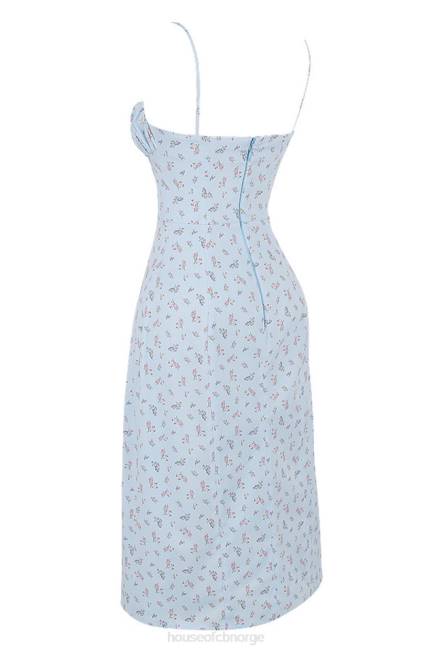 klær carina blå floral bustier midikjole House of CB J6RL573
