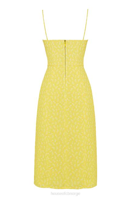 klær carina gul floral bustier midikjole House of CB J6RL554