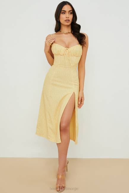klær carina gul floral bustier midikjole House of CB J6RL554