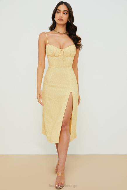 klær carina gul floral bustier midikjole House of CB J6RL554