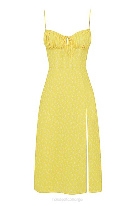 klær carina gul floral bustier midikjole House of CB J6RL554