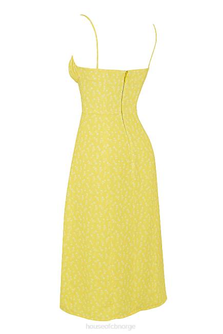 klær carina gul floral bustier midikjole House of CB J6RL554
