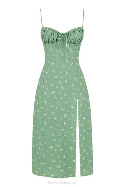 klær carina oliven floral bustier midikjole House of CB J6RL557