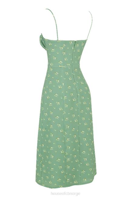 klær carina oliven floral bustier midikjole House of CB J6RL557