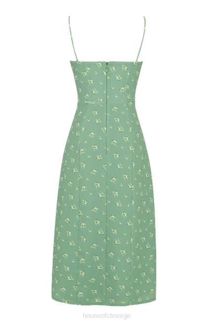 klær carina oliven floral bustier midikjole House of CB J6RL557