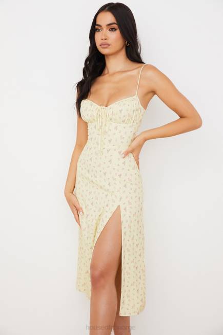 klær carina sitron floral bustier midikjole House of CB J6RL564