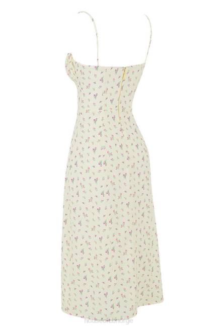 klær carina sitron floral bustier midikjole House of CB J6RL564