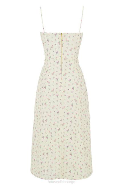 klær carina sitron floral bustier midikjole House of CB J6RL564