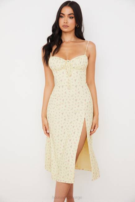 klær carina sitron floral bustier midikjole House of CB J6RL564
