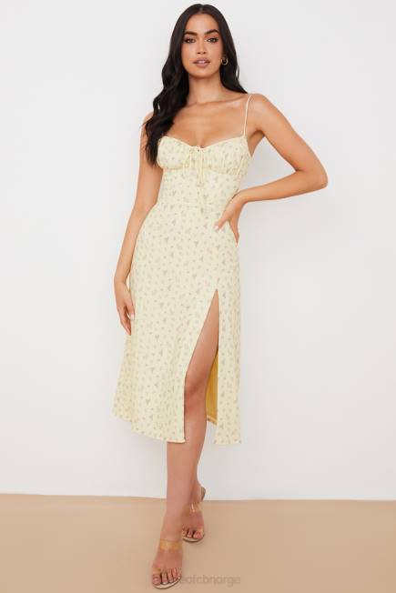 klær carina sitron floral bustier midikjole House of CB J6RL564