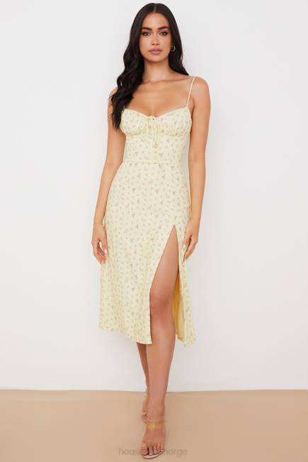 klær carina sitron floral bustier midikjole House of CB J6RL564