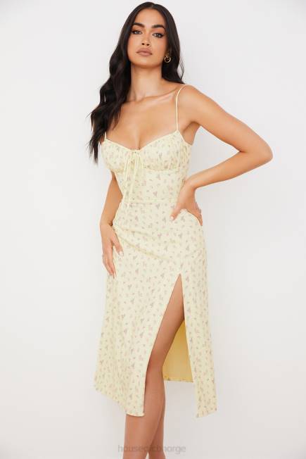 klær carina sitron floral bustier midikjole House of CB J6RL564