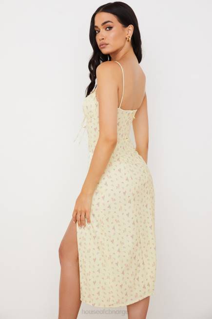 klær carina sitron floral bustier midikjole House of CB J6RL564