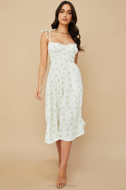klær christabel ivory floral rynket midikjole House of CB J6RL555