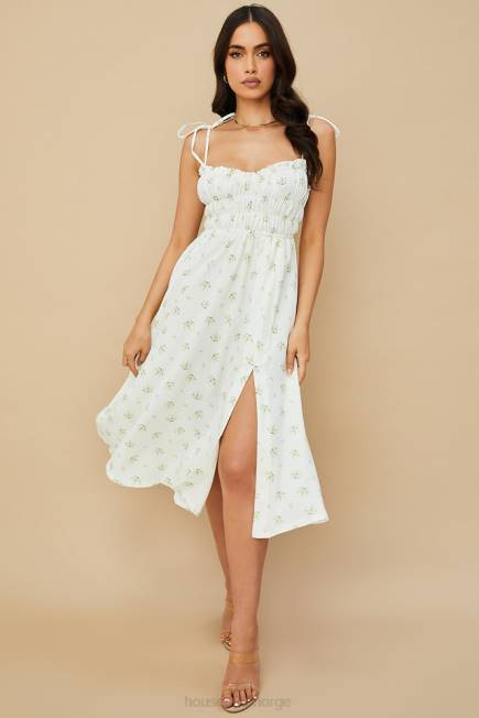 klær christabel ivory floral rynket midikjole House of CB J6RL555