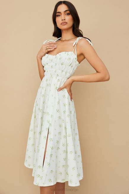 klær christabel ivory floral rynket midikjole House of CB J6RL555