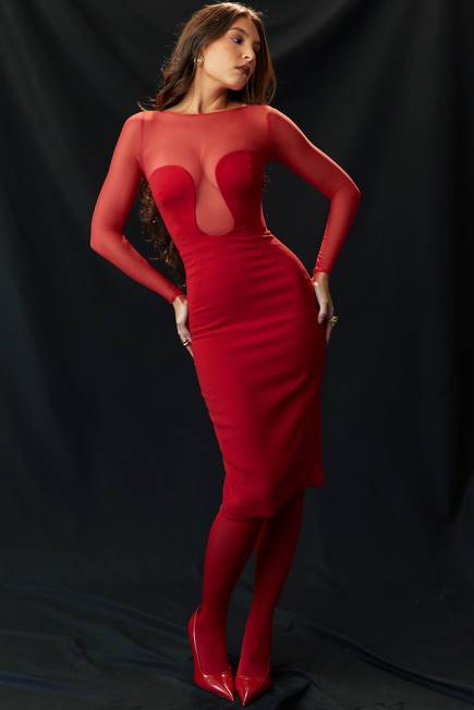 klær darcy scarlet stupe midikjole House of CB J6RL109