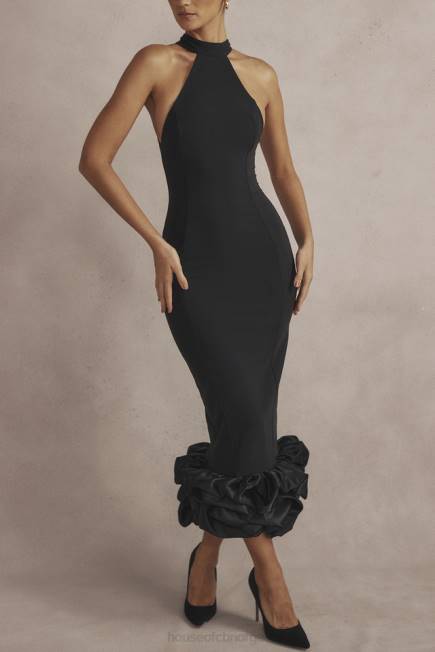 klær einer sort peplum midikjole House of CB J6RL346