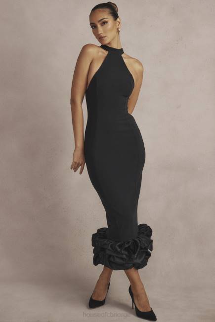 klær einer sort peplum midikjole House of CB J6RL346