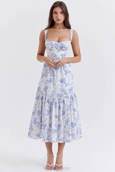 klær elia blå print midi sundress House of CB J6RL264