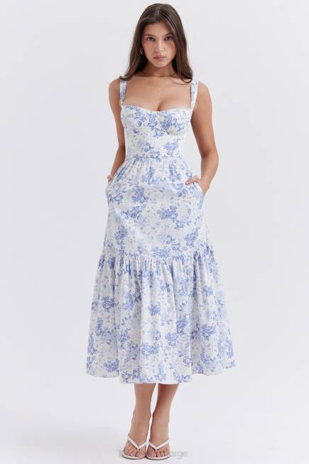 klær elia blå print midi sundress House of CB J6RL264