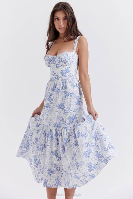klær elia blå print midi sundress House of CB J6RL264