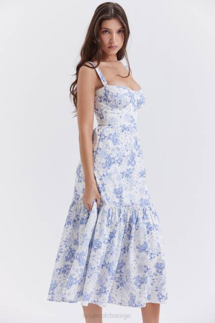 klær elia blå print midi sundress House of CB J6RL264