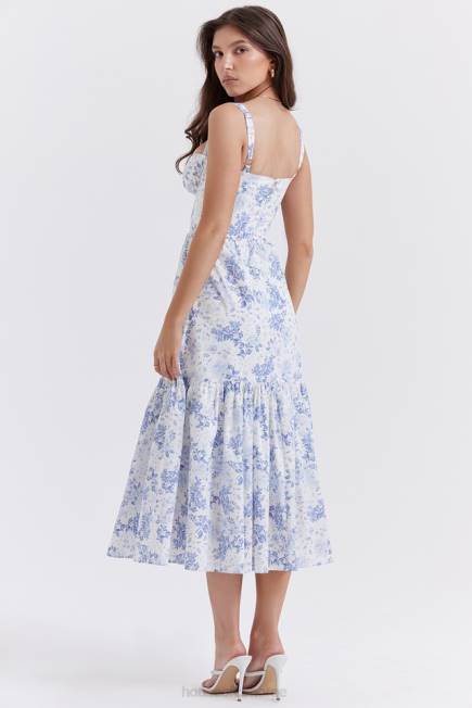 klær elia blå print midi sundress House of CB J6RL264