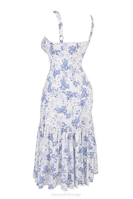 klær elia blå print midi sundress House of CB J6RL264