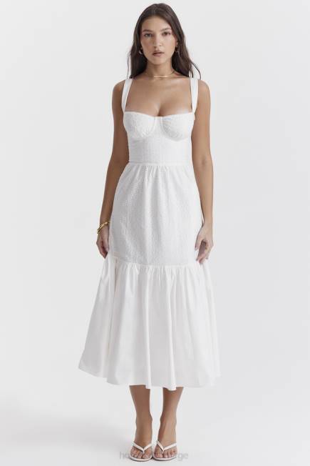 klær elia hvit broderie anglaise midi sundress House of CB J6RL235