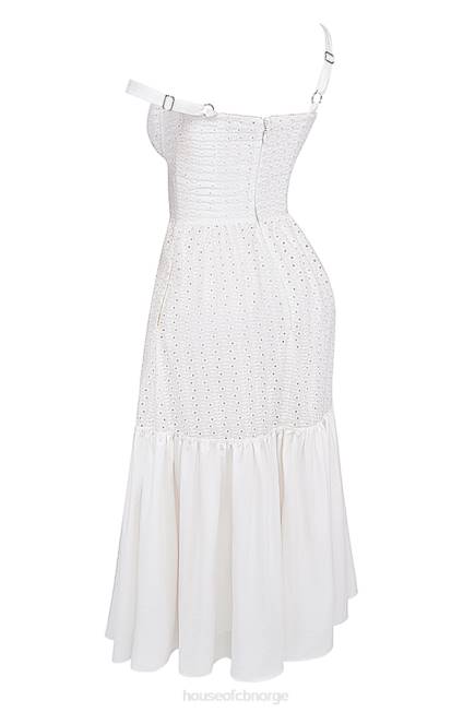 klær elia hvit broderie anglaise midi sundress House of CB J6RL235