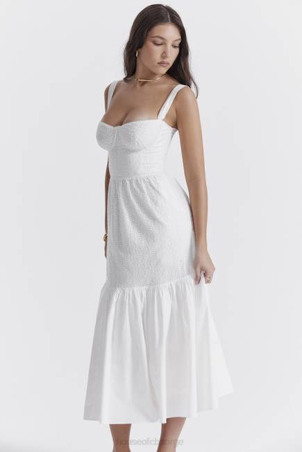 klær elia hvit broderie anglaise midi sundress House of CB J6RL235