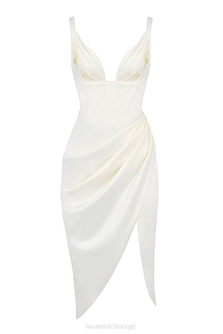 klær faye ivory sateng korsett midikjole House of CB J6RL562