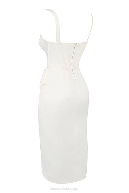 klær faye ivory sateng korsett midikjole House of CB J6RL562