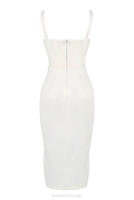 klær faye ivory sateng korsett midikjole House of CB J6RL562