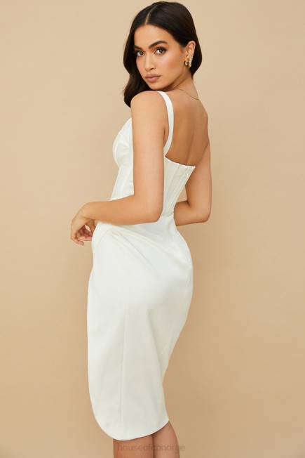 klær faye ivory sateng korsett midikjole House of CB J6RL562
