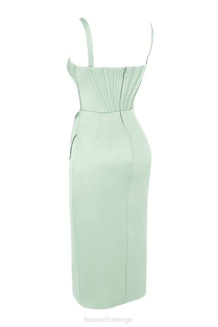 klær faye pistachio sateng korsett midikjole House of CB J6RL563