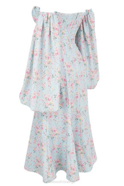 klær håper blå floral bardot midi sundress House of CB J6RL608
