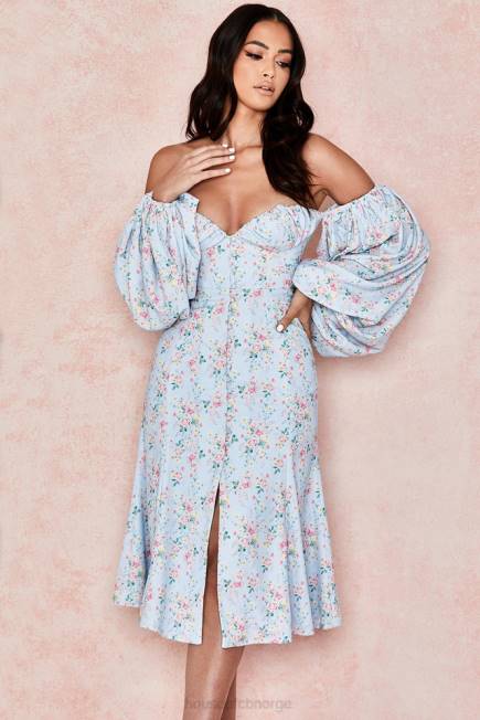 klær håper blå floral bardot midi sundress House of CB J6RL608
