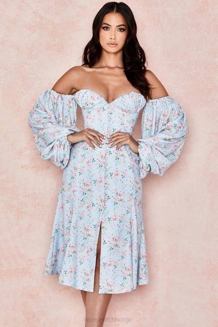 klær håper blå floral bardot midi sundress House of CB J6RL608