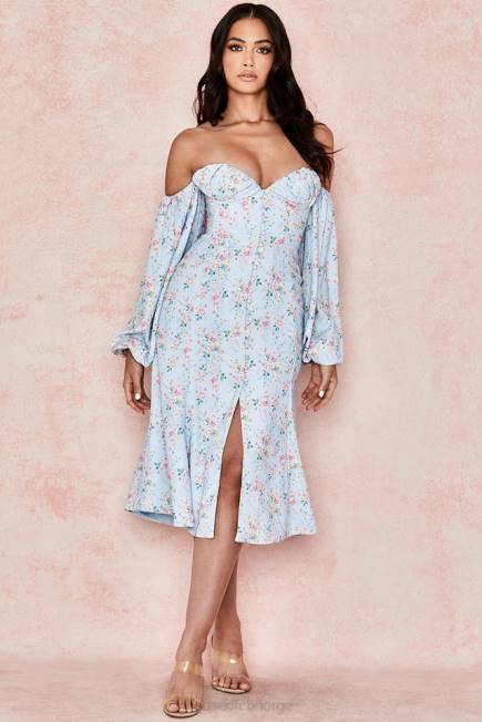 klær håper blå floral bardot midi sundress House of CB J6RL608