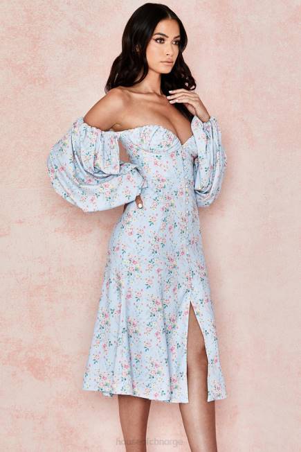 klær håper blå floral bardot midi sundress House of CB J6RL608