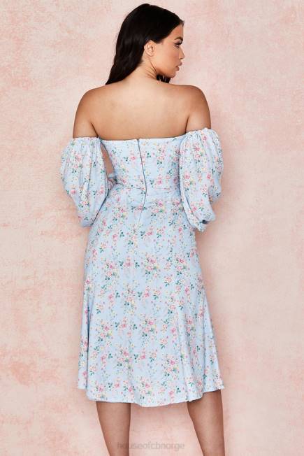 klær håper blå floral bardot midi sundress House of CB J6RL608