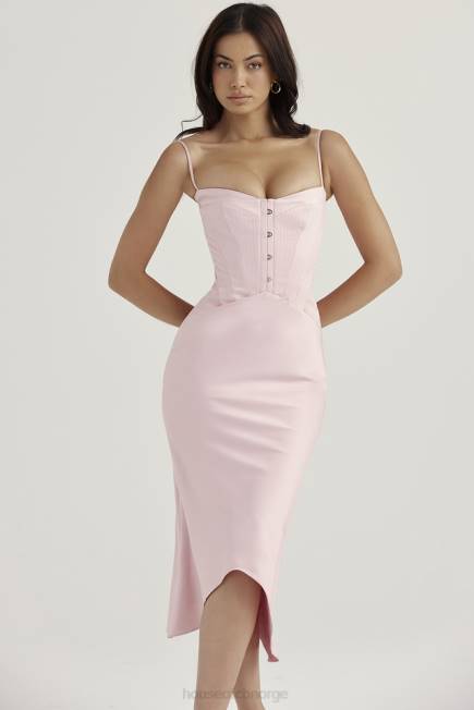 klær imogen rose rosa sateng korsett midikjole House of CB J6RL407