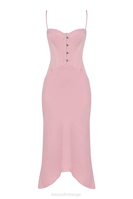 klær imogen rose rosa sateng korsett midikjole House of CB J6RL407