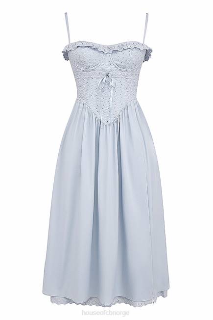 klær jaime myk blå broderie anglais midi sundress House of CB J6RL213
