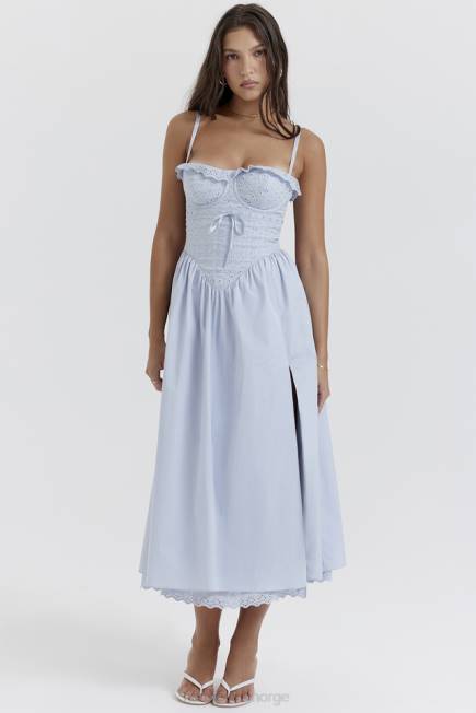 klær jaime myk blå broderie anglais midi sundress House of CB J6RL213